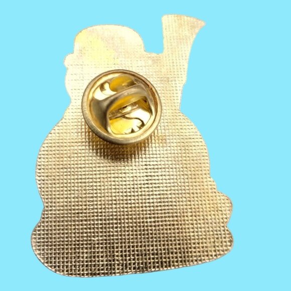 Snowman Pinback Pin Brooch Bowler Hat Broom Vintage Christmas Holiday Enamel - Picture 3 of 3